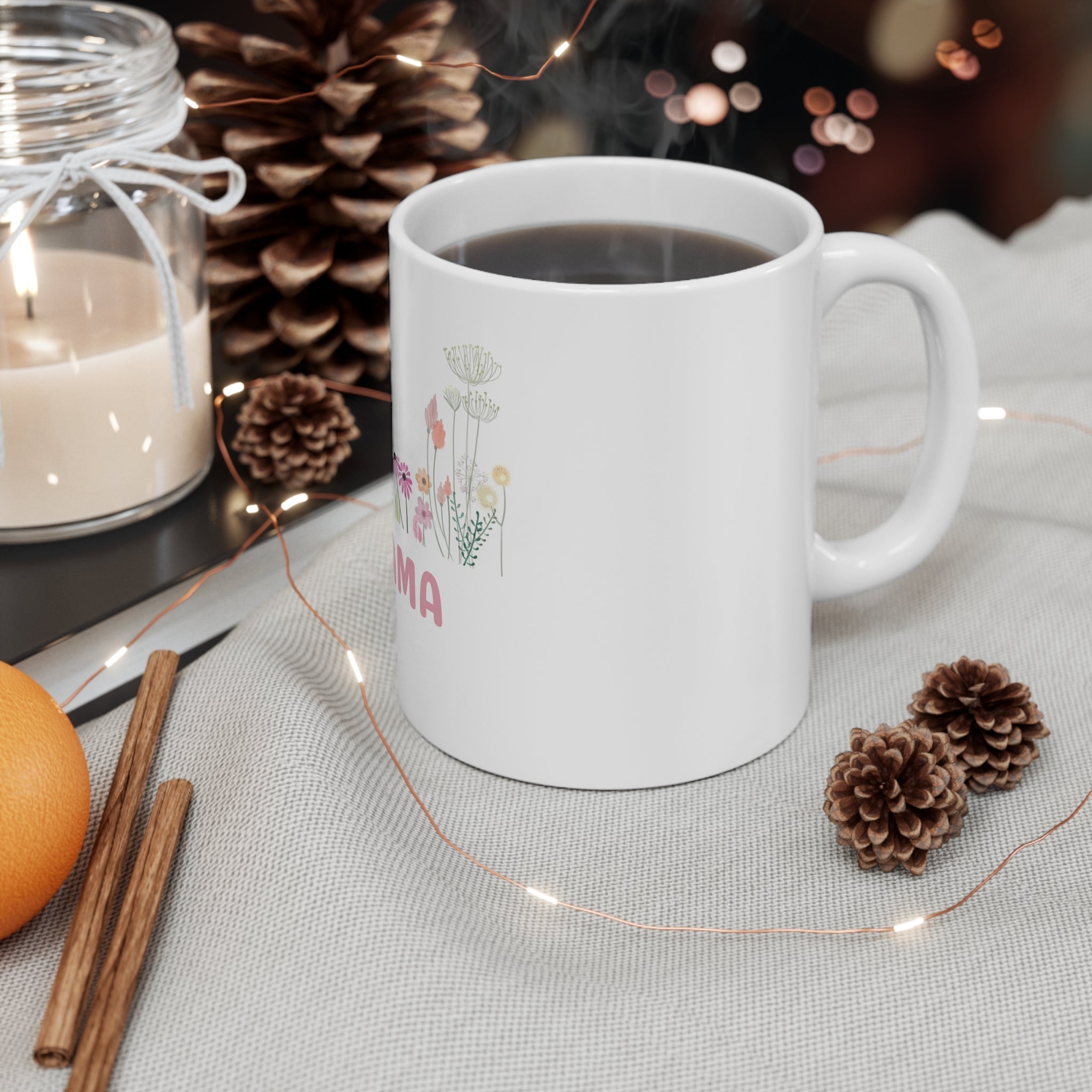 Mama floral bouquet Mug | 11oz ceramic, pastel wildflowers