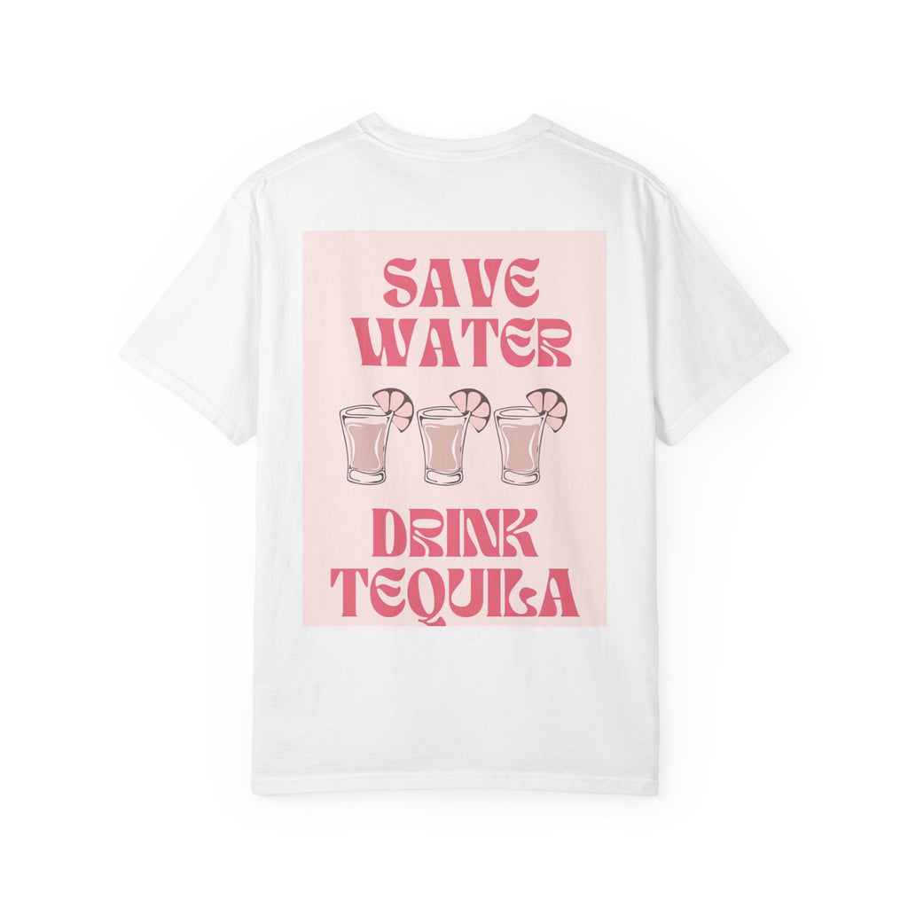 T-Shirt — "Save Water Drink Tequila" Retro Pink Cocktail Tee