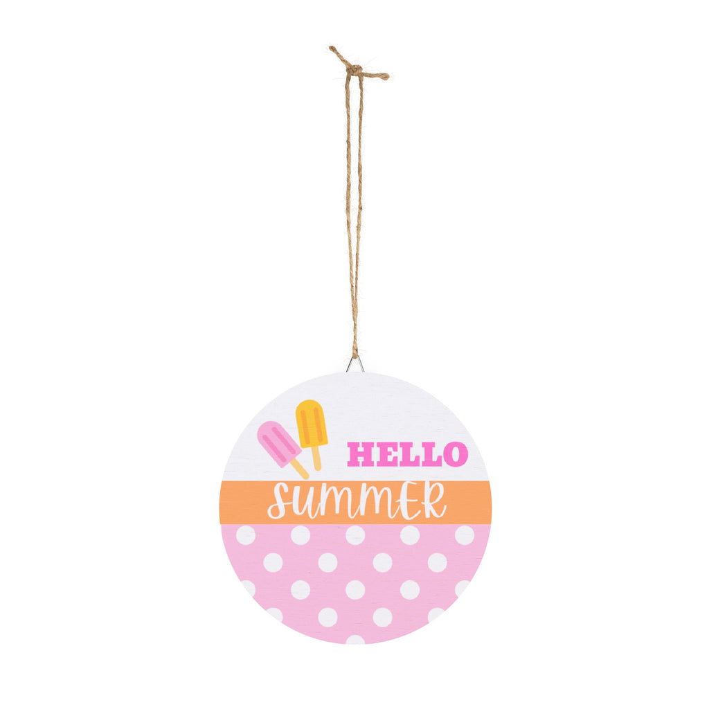 Hello Summer Popsicles Wood Sign | Polka Dot Round Wall Decor