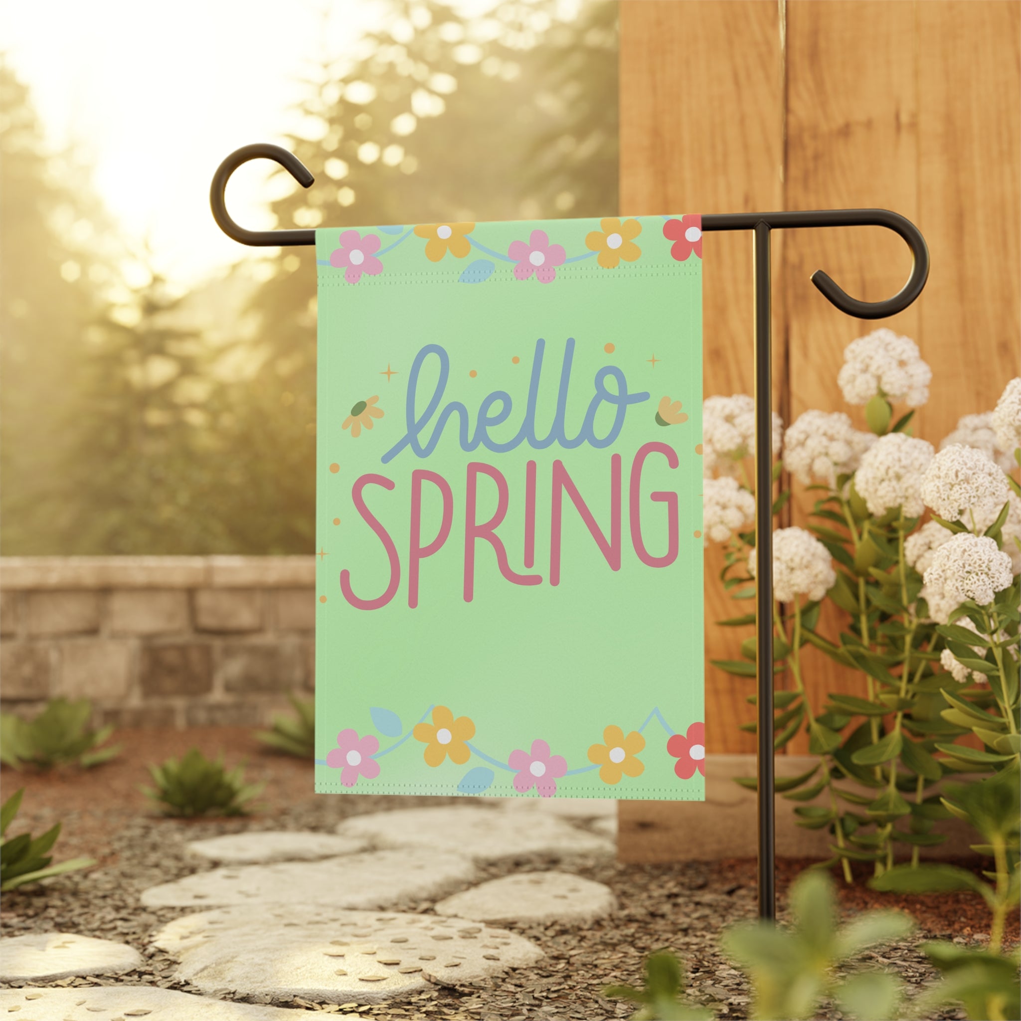 Hello Spring garden flag | House banner, floral spring décor