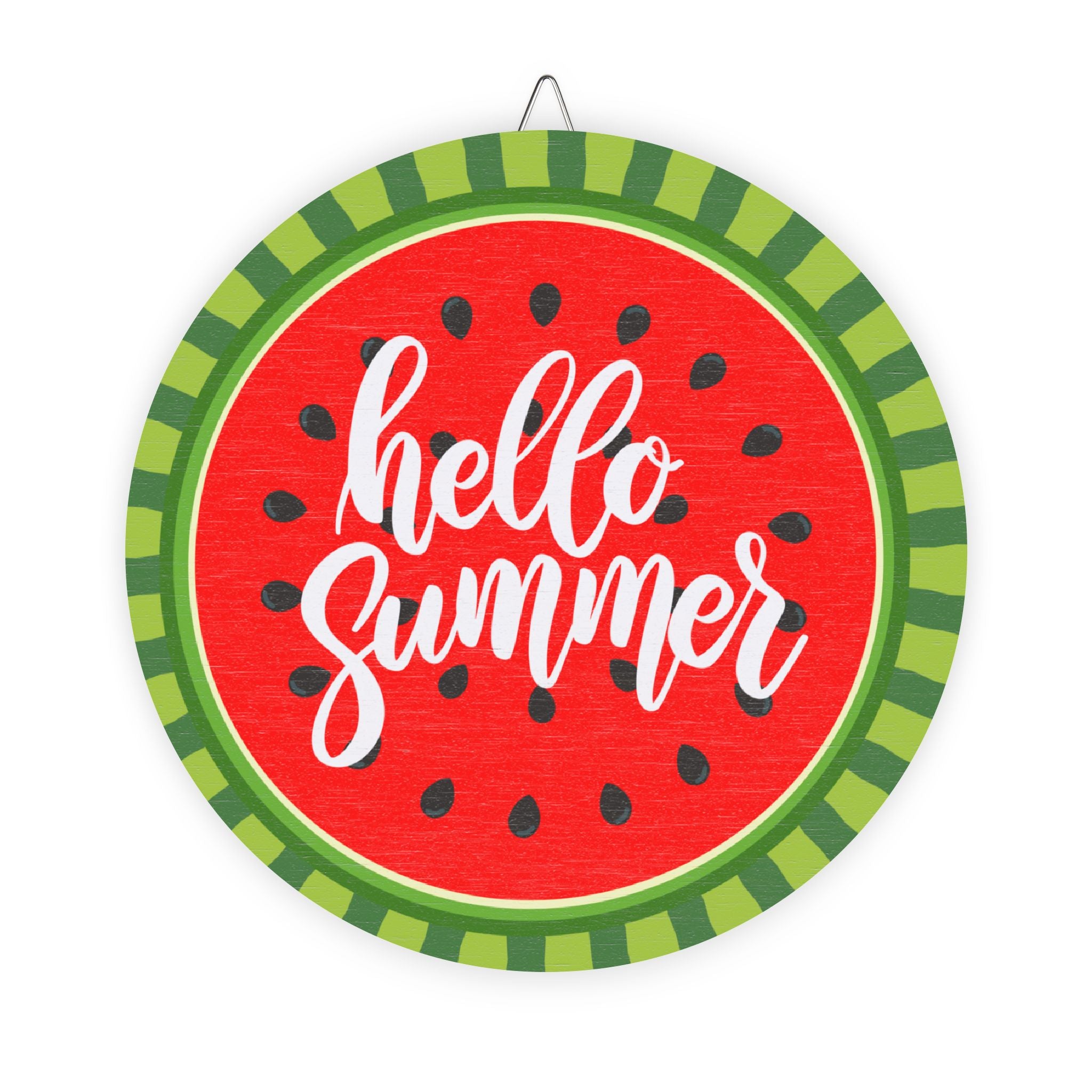 Hello Summer Watermelon Wood Sign | Round Summer Wall Decor