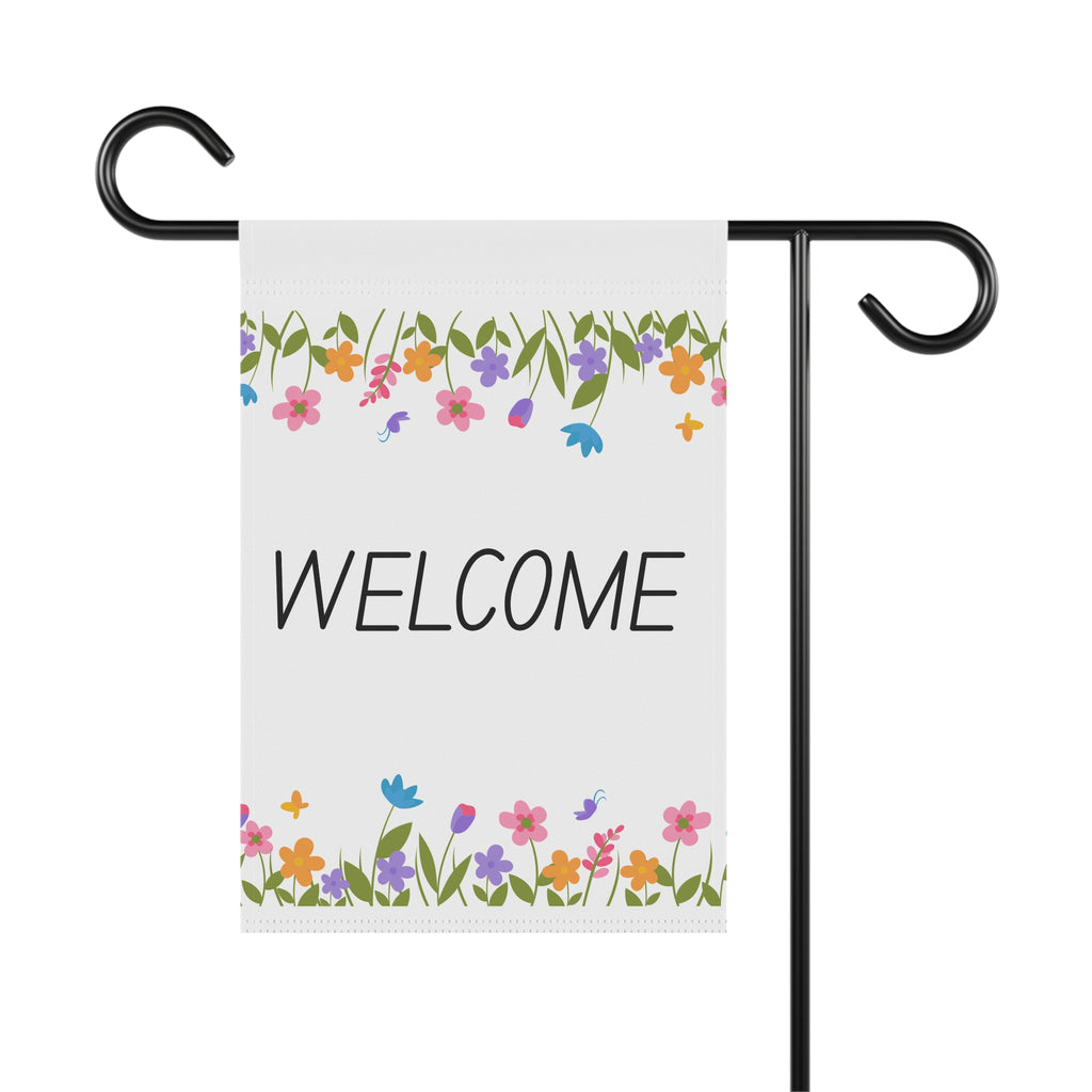 Welcome Floral Garden Flag - Decorative Outdoor House Banner