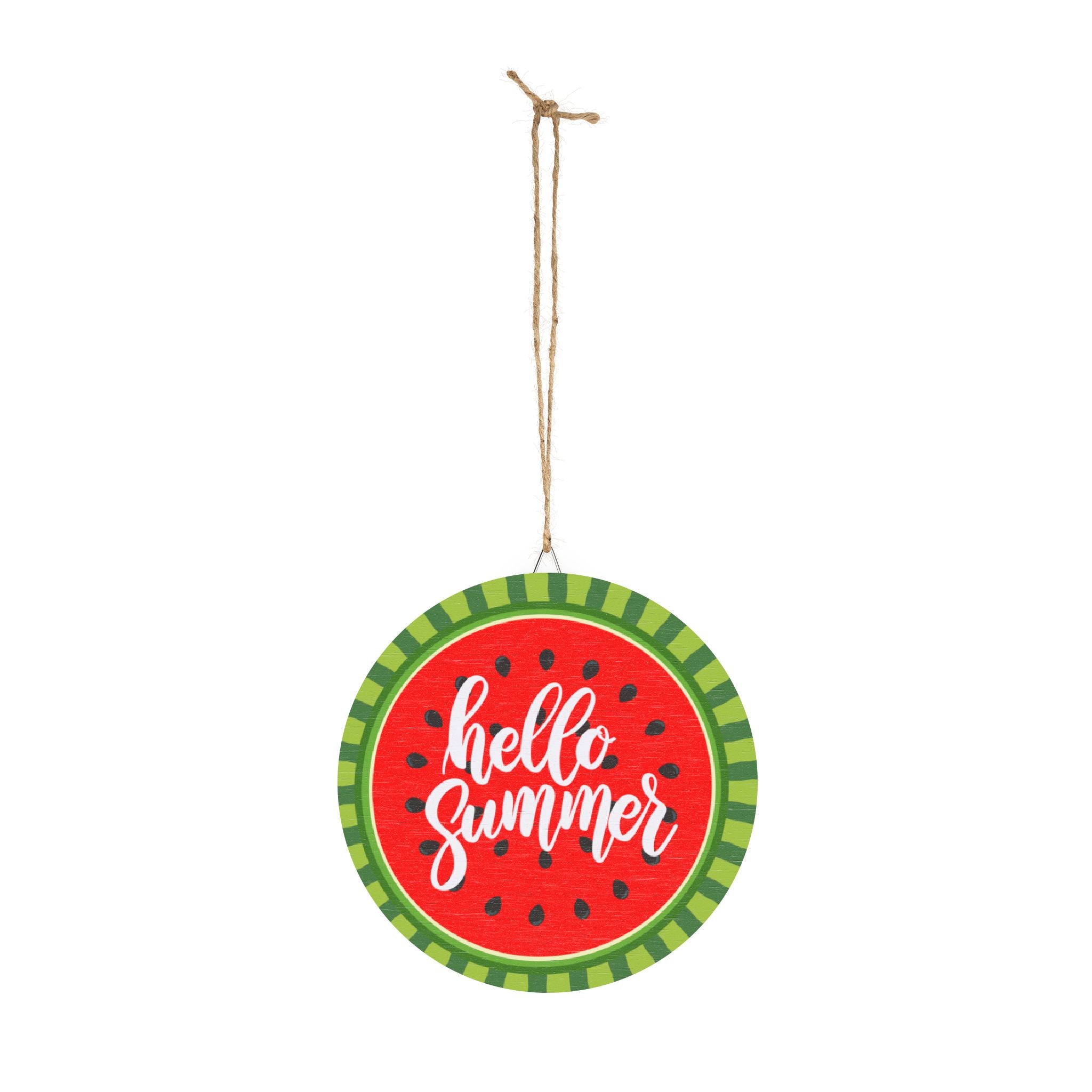 Hello Summer Watermelon Wood Sign | Round Summer Wall Decor