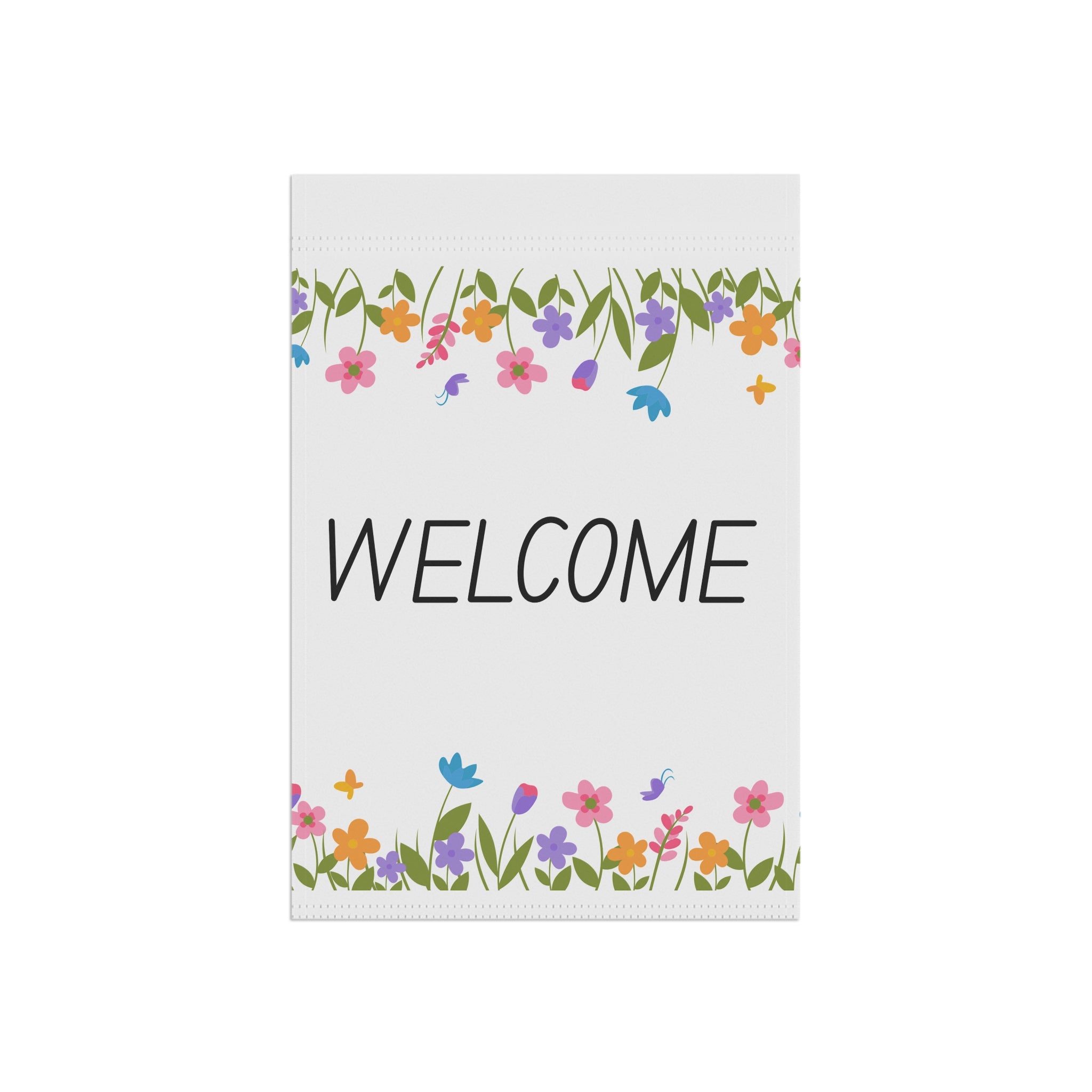 Welcome Floral Garden Flag - Decorative Outdoor House Banner