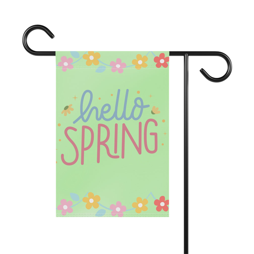 Hello Spring Garden Flag - Floral Welcome Banner for Yard & Porch