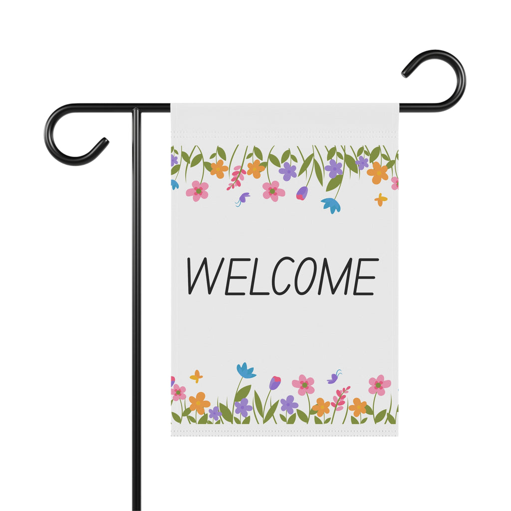 Welcome Floral Garden Flag - Decorative Outdoor House Banner